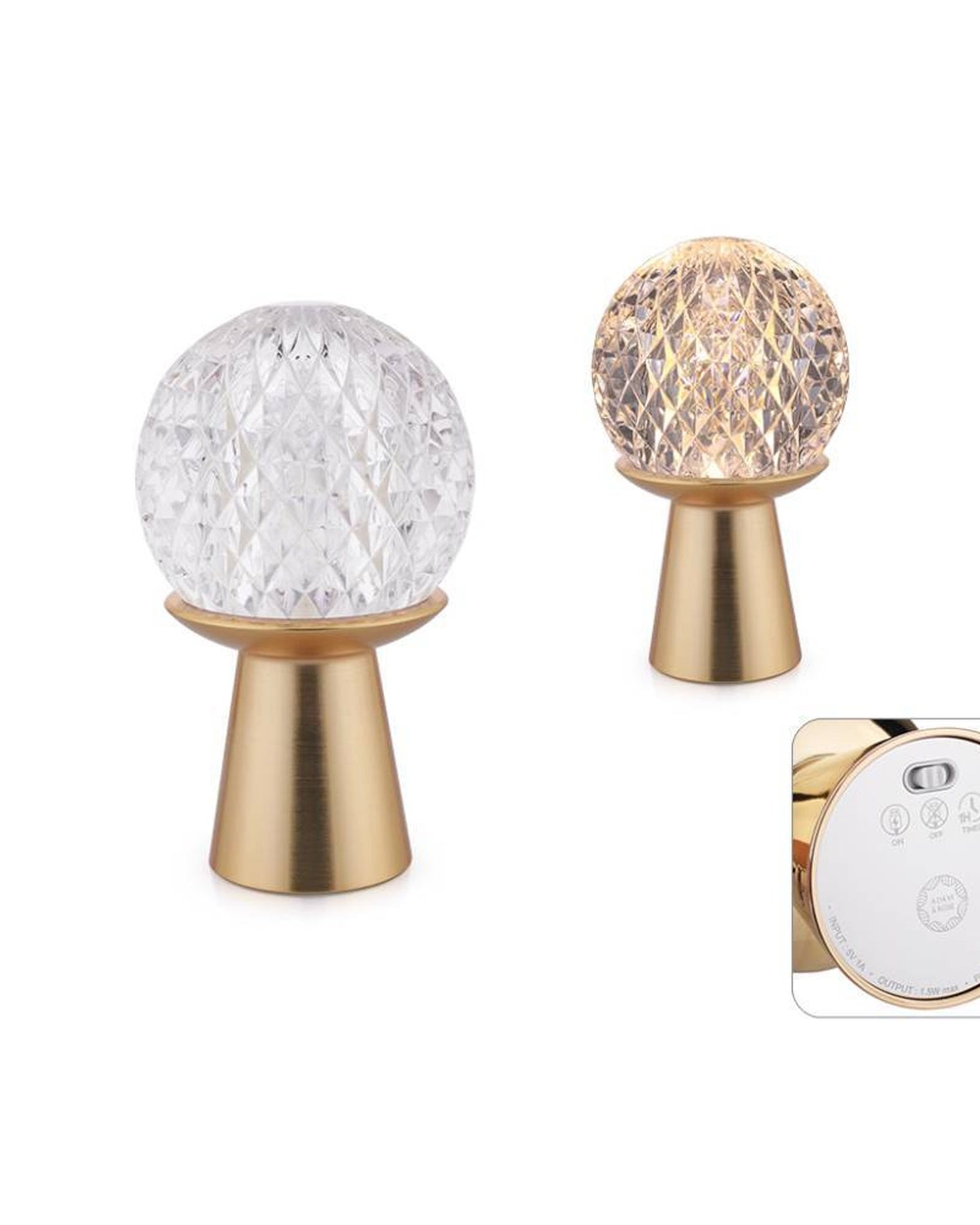 مصباح طاولة LED من Winko Morgan قابل للشحن عبر USB - 3 لمسات لزيادة سطوع الضوء - E-295-0044T-X40