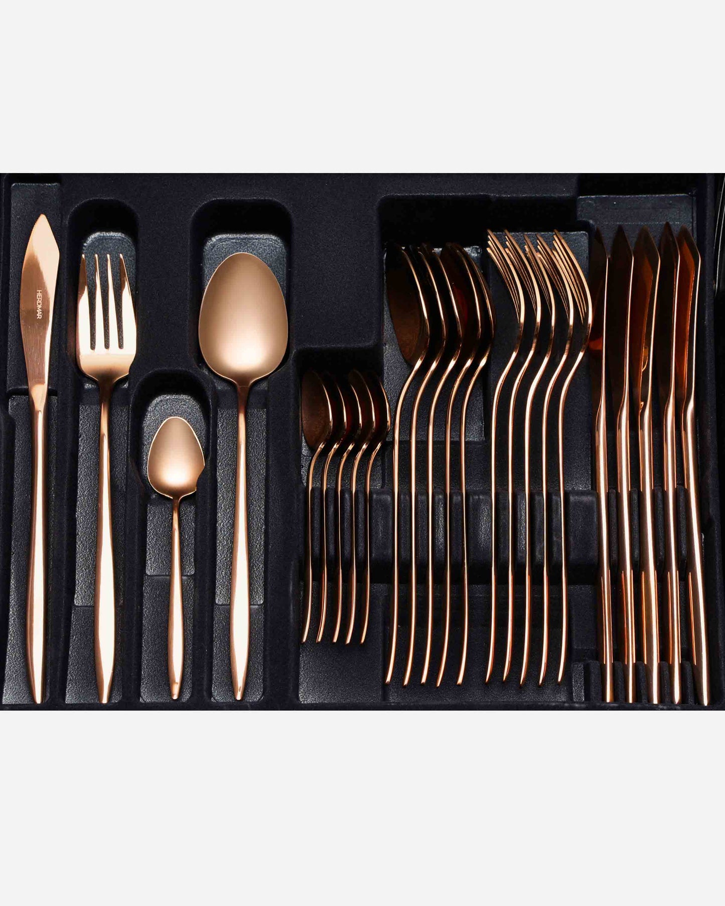 Herdmar Grace Mirror Polished Copper Pvd 24 Pc Cutlery Set
