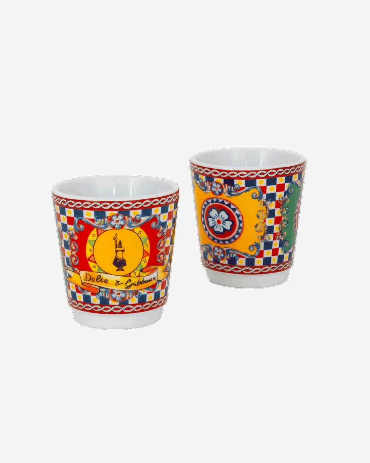 Bialetti Dolce&Gabbana Moka Set – 2-Cup Moka Express Sicilian Cart, 2 Porcelain Cups & 2 Golden Spoons