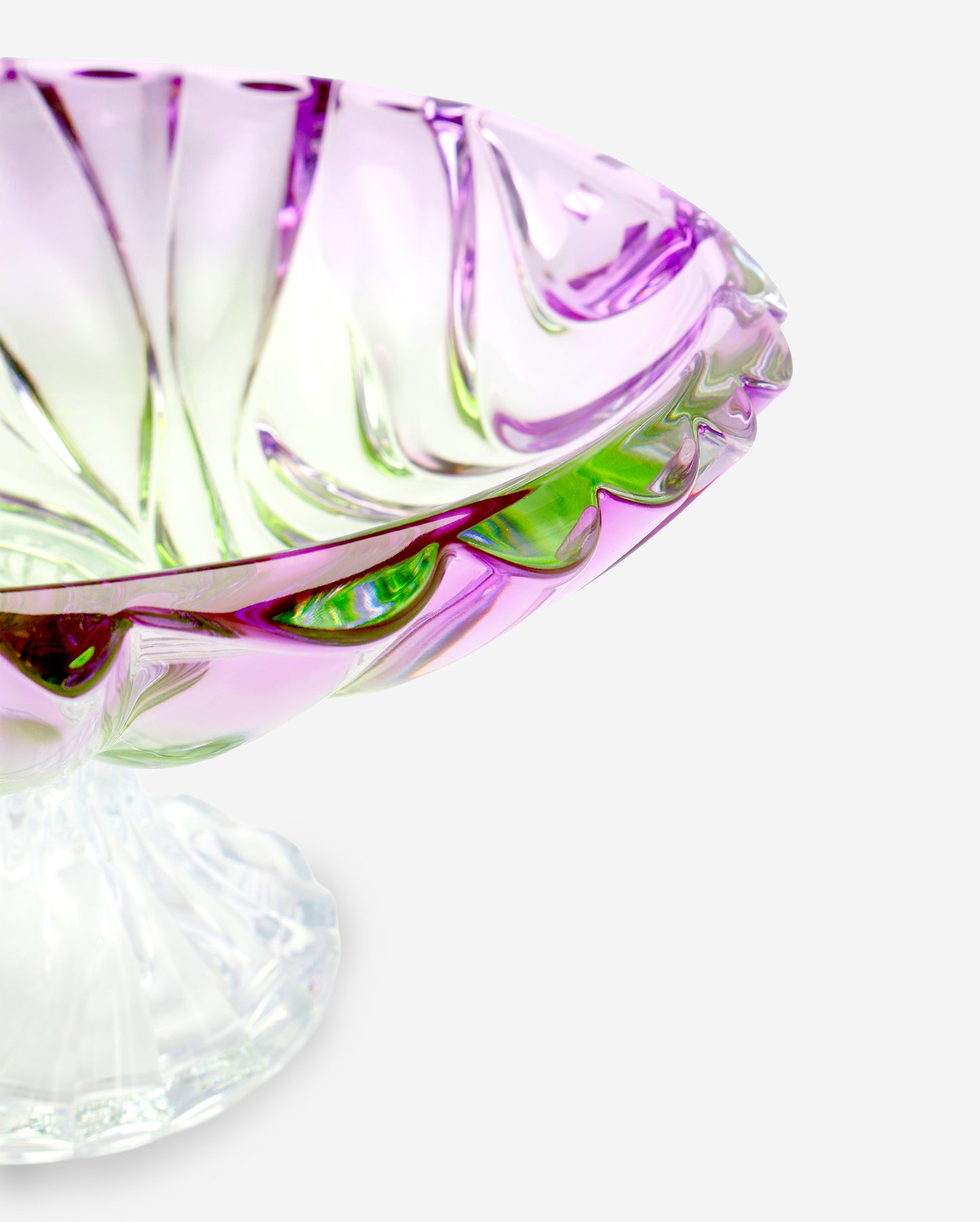 وعاء تشي كريستال بوهيميا بامبو فوتيد 336 خالٍ من الرصاص بألوان خضراء وبنفسجية