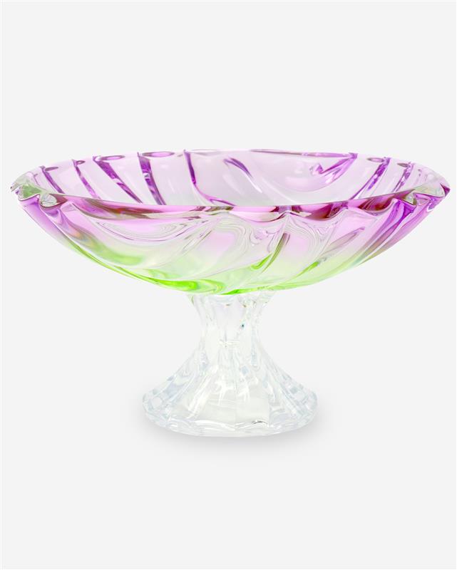Che Crystal Bohemia Bamboo Ftd Bowl 336 Non Lead With Green And Purple Colors