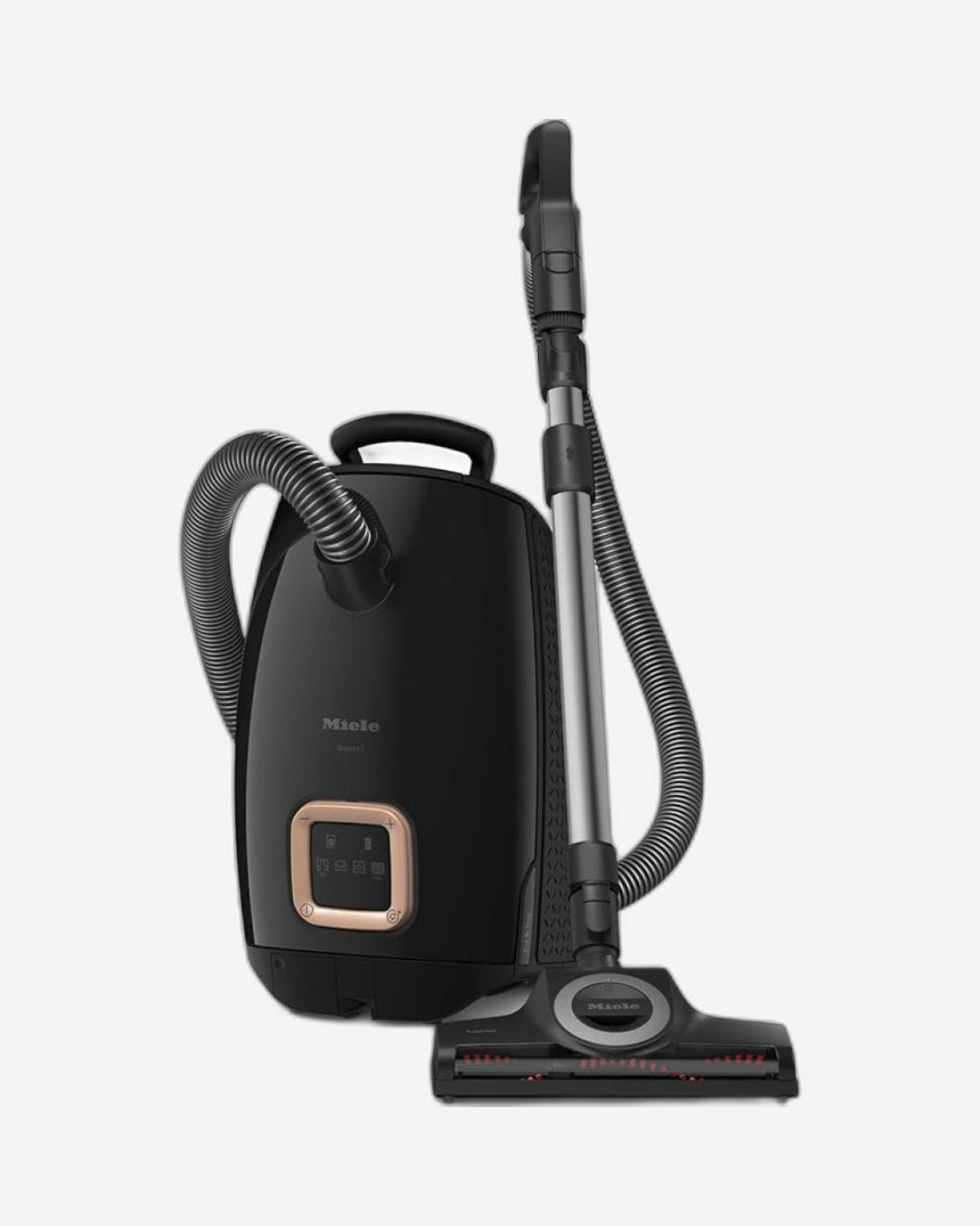 مكنسة كهربائية أسطوانية Miele Guard L1 للقطط والكلاب مزودة بفلتر AirClean النشط لتقليل الروائح، ورأسي أرضيتين TurboTeQ وAllTeQ، وشاشة LED، باللون الأسود البركاني