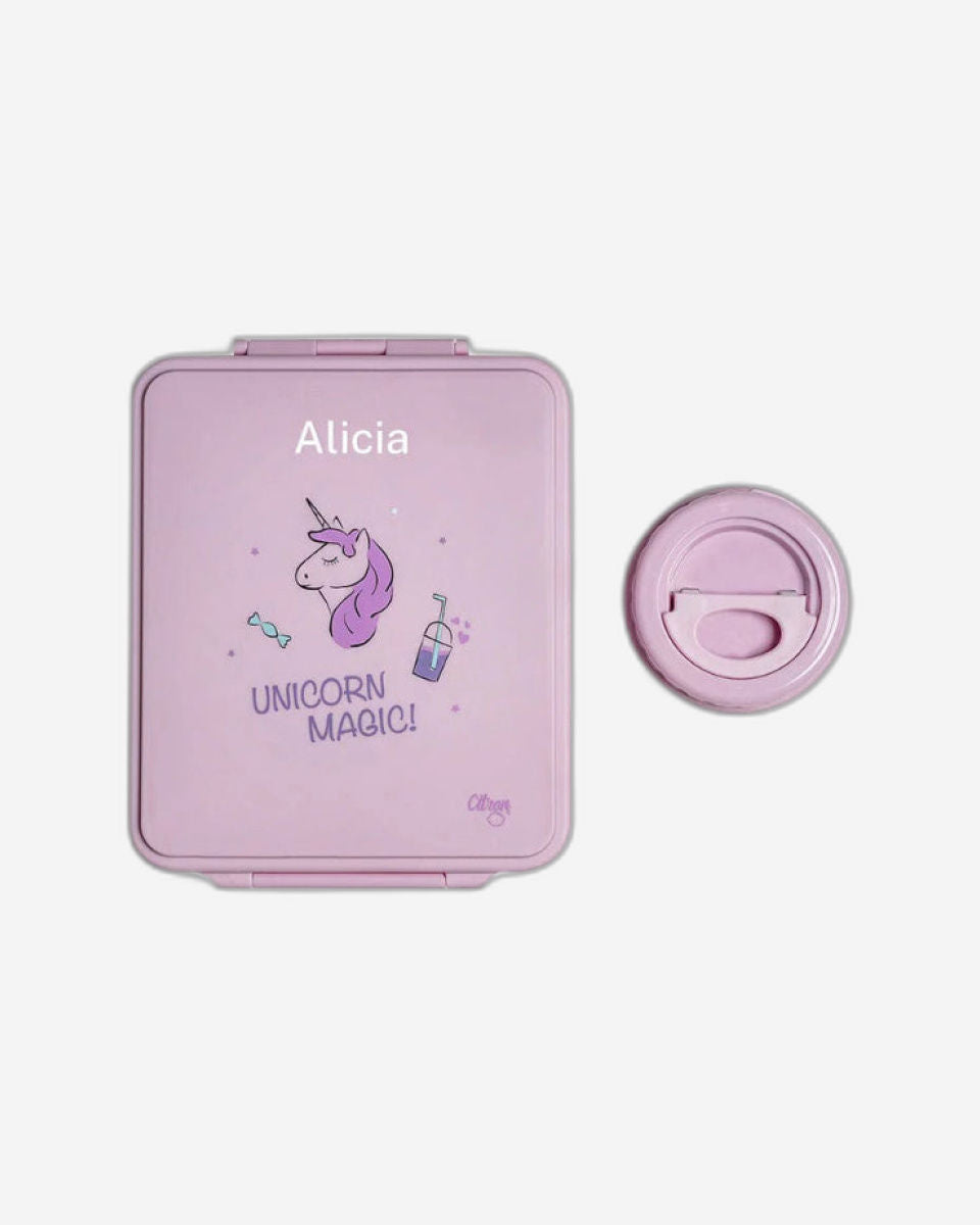 صندوق غداء كبير بنكهة الليمون واليونيكورن/الأرجواني