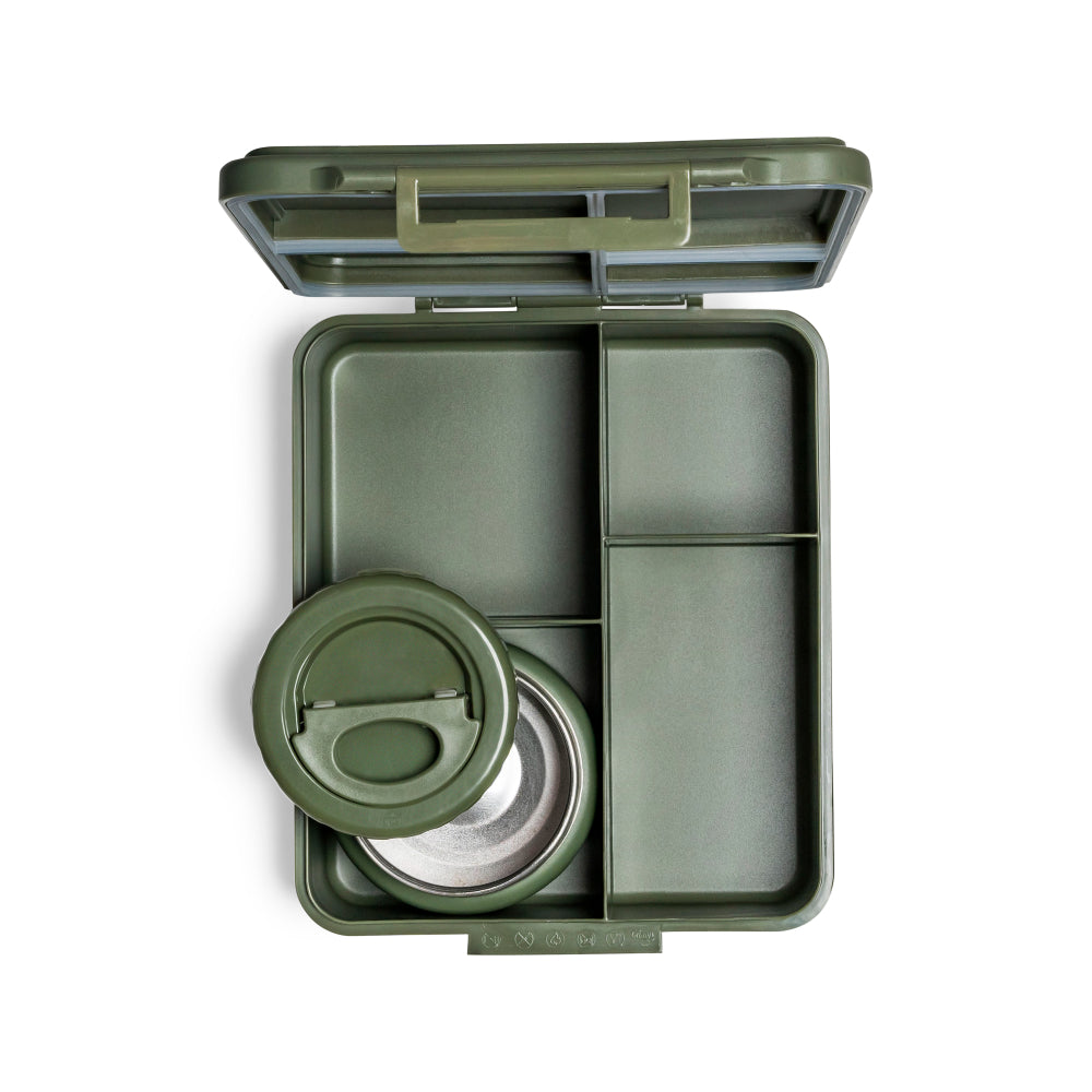 صندوق غداء كبير باللونين الأخضر والأسود