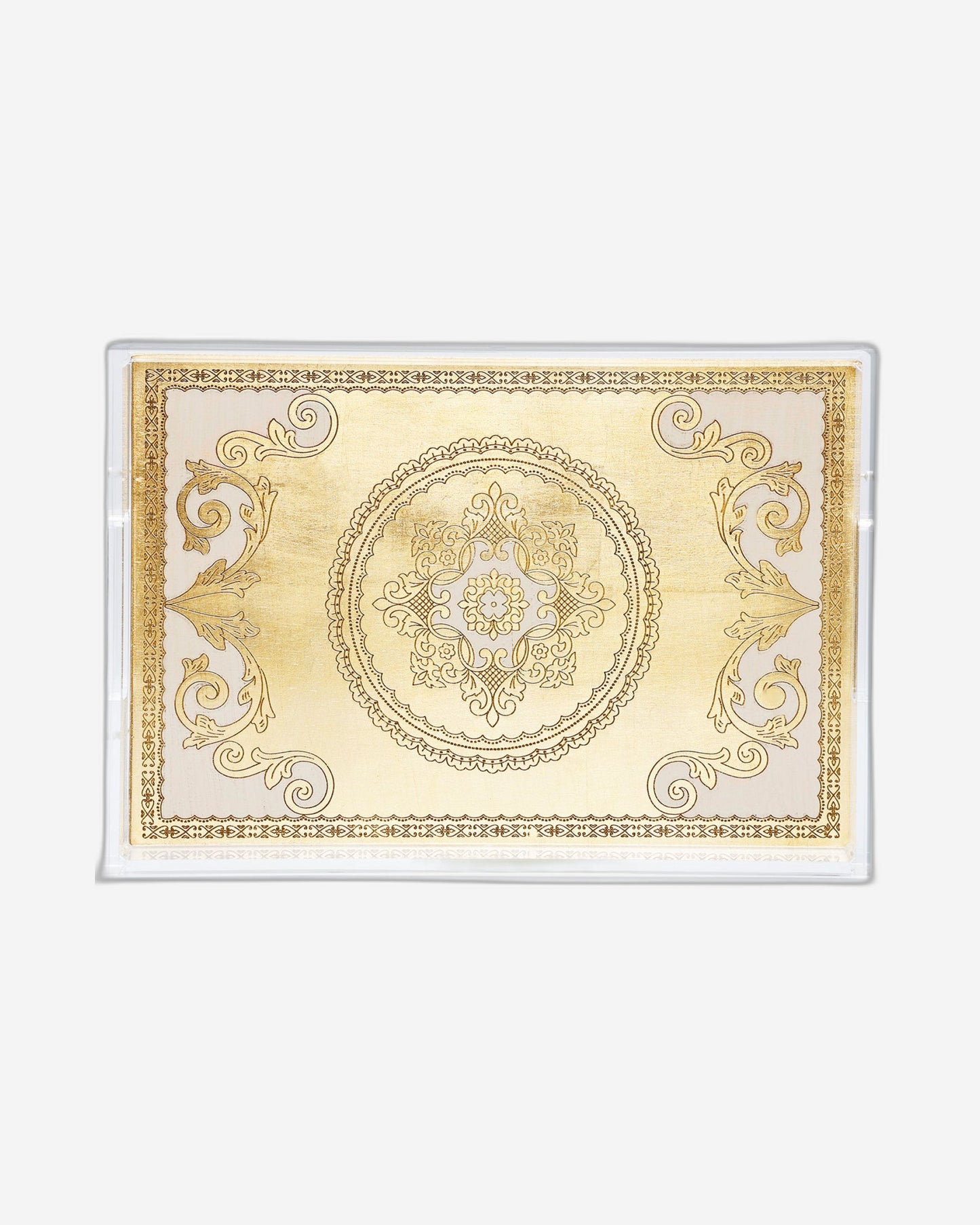 صينية مستطيلة متوسطة الحجم من سيزاتيني إليسي أورو أفاريو بمقابض - VE-275-4-3452