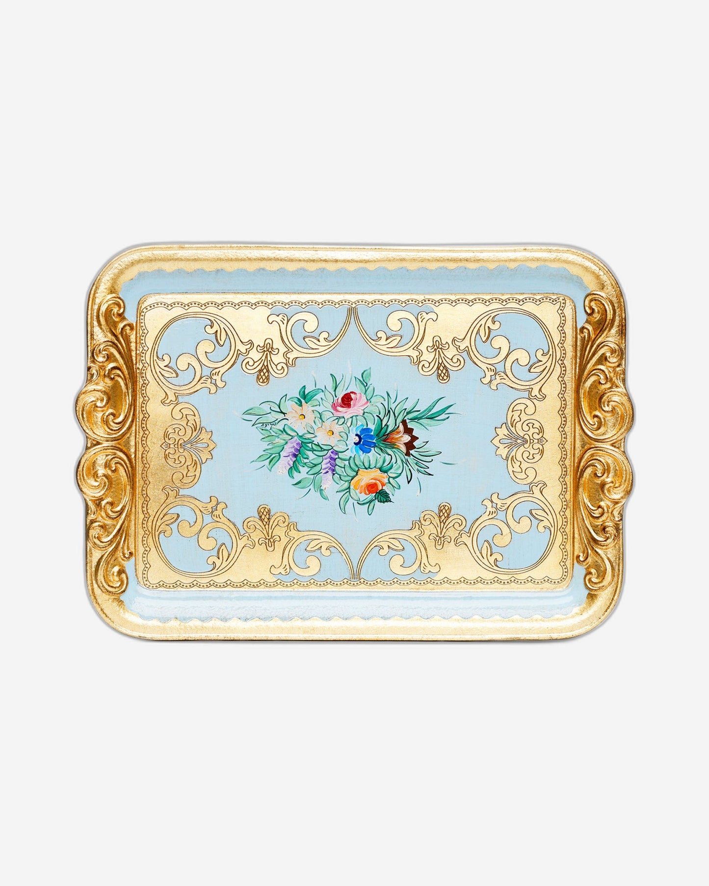 صينية مستطيلة متوسطة الحجم من سيزاتيني أورماني أورو سيليست سي إي 03 بمقابض حلزونية - VL-234-4-3423