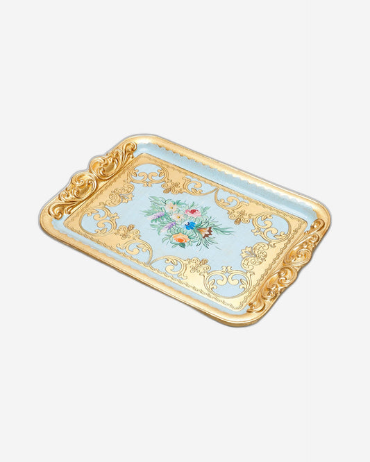 صينية مستطيلة متوسطة الحجم من سيزاتيني أورماني أورو سيليست سي إي 03 بمقابض حلزونية - VL-234-4-3423