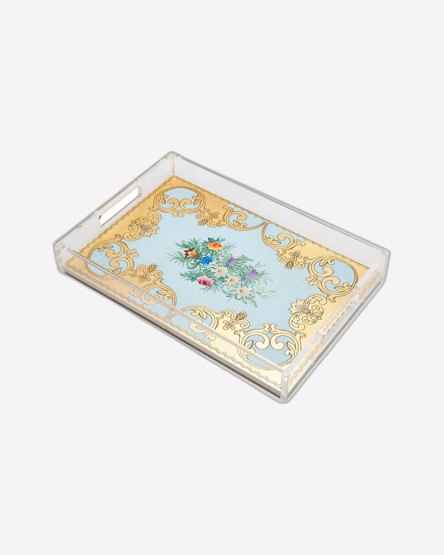 صينية مستطيلة متوسطة الحجم من سيزاتيني أورماني أورو سيليست سي إي 03 بمقابض - VE-275-4-3423