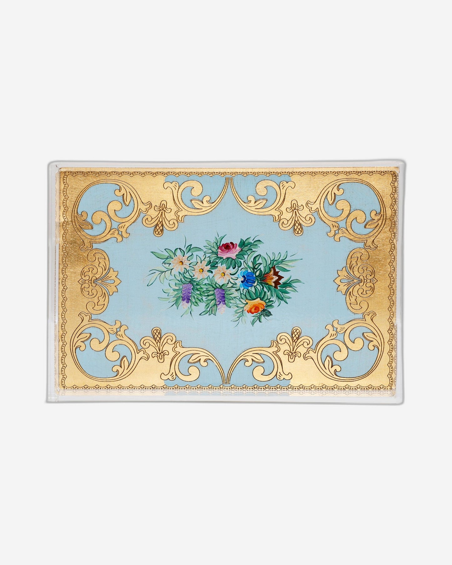 صينية مستطيلة متوسطة الحجم من سيزاتيني أورماني أورو سيليست سي إي 03 بمقابض - VE-275-4-3423