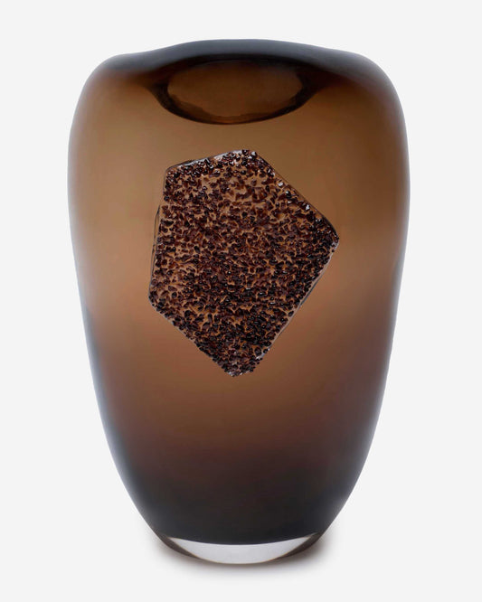 Dalian Glory Brown Vase With Glass Block -M