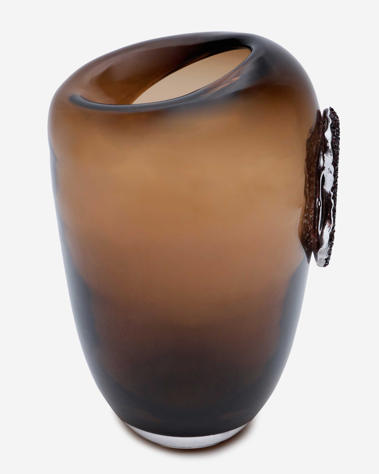Dalian Glory Brown Vase With Glass Block -M