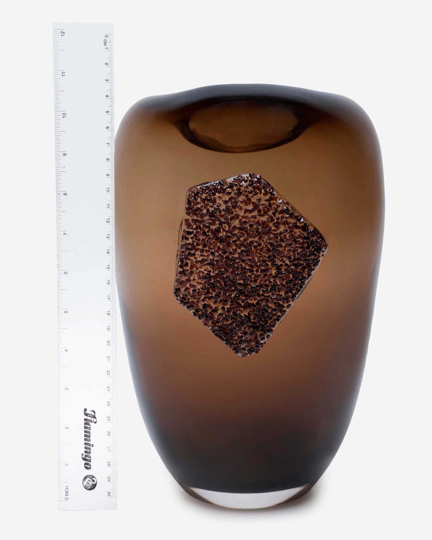 Dalian Glory Brown Vase With Glass Block -M