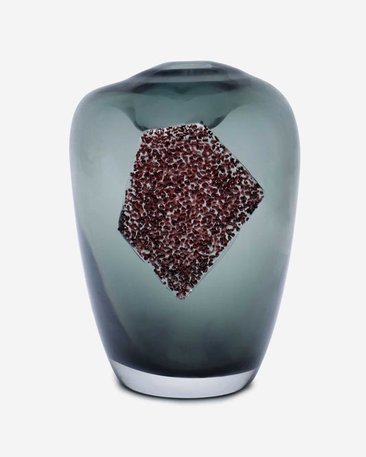 Dalian Glory Gray Vase With Glass Block -S
