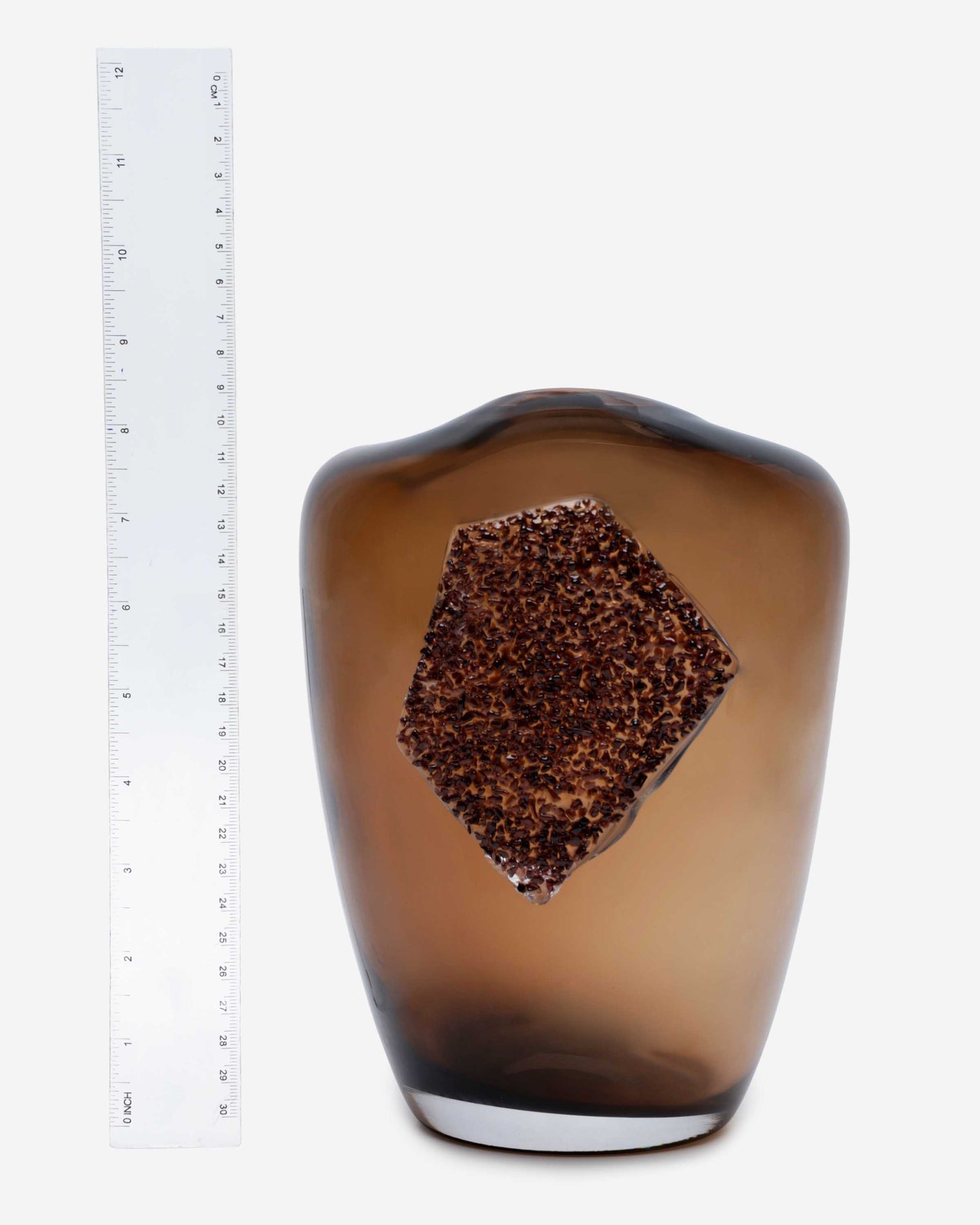 Dalian Glory Brown Vase With Glass Block -S