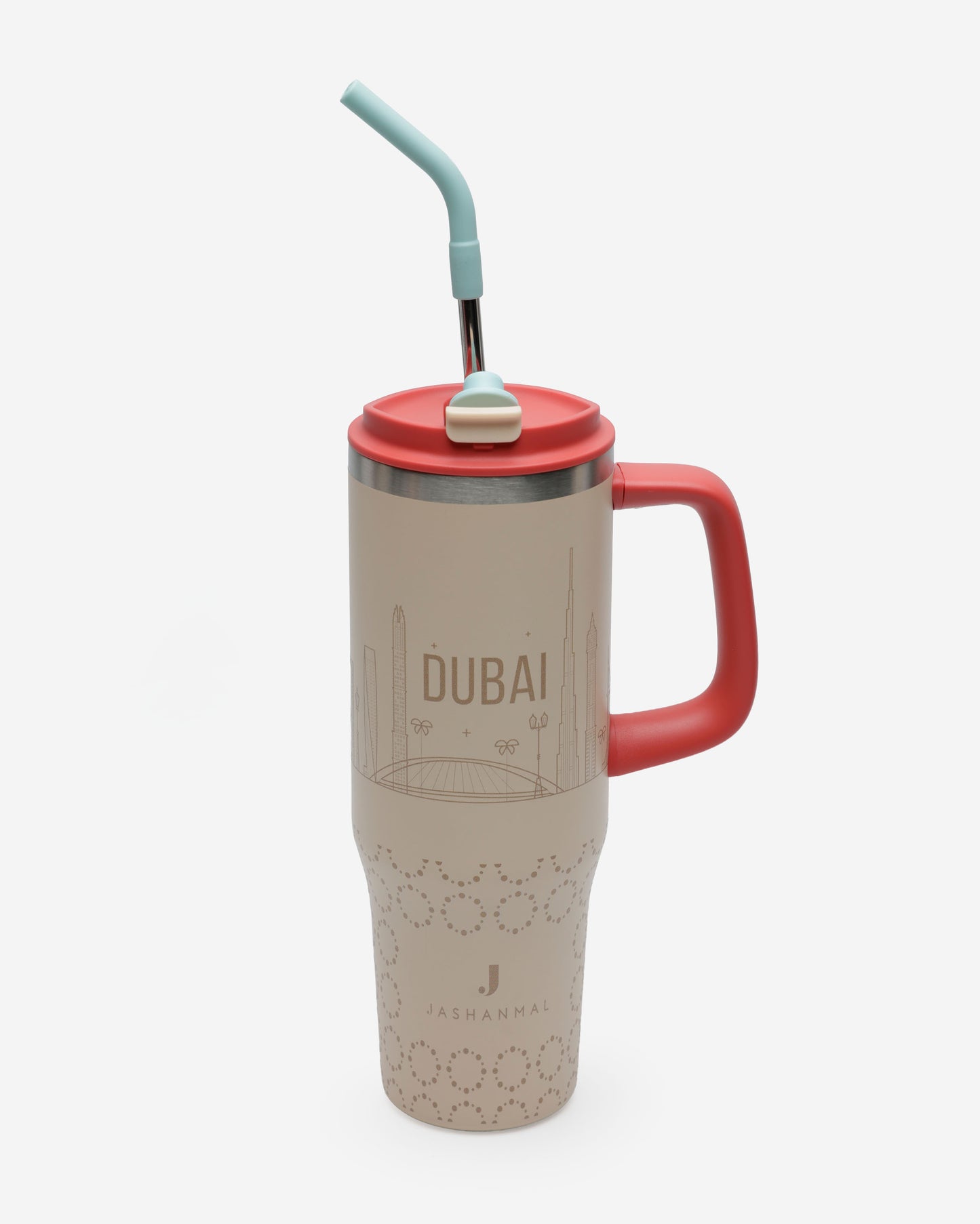 Insulated Stainless Steel Tumbler with Lid, Handle & Straw – 1.18L