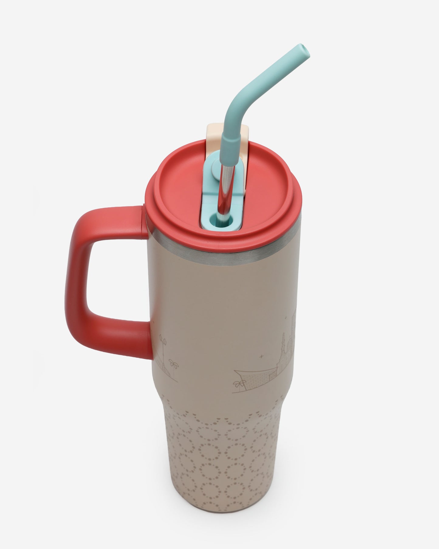 Insulated Tumbler 1.18L with Handle & Steel Straw