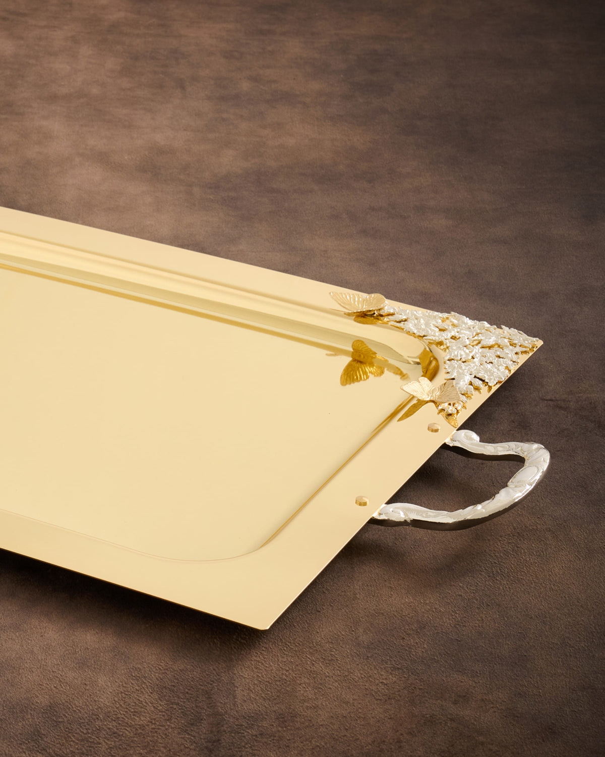 Pantazelos Tray with Flow Decor, Butterflies & Simple Handle – 55 × 45 cm