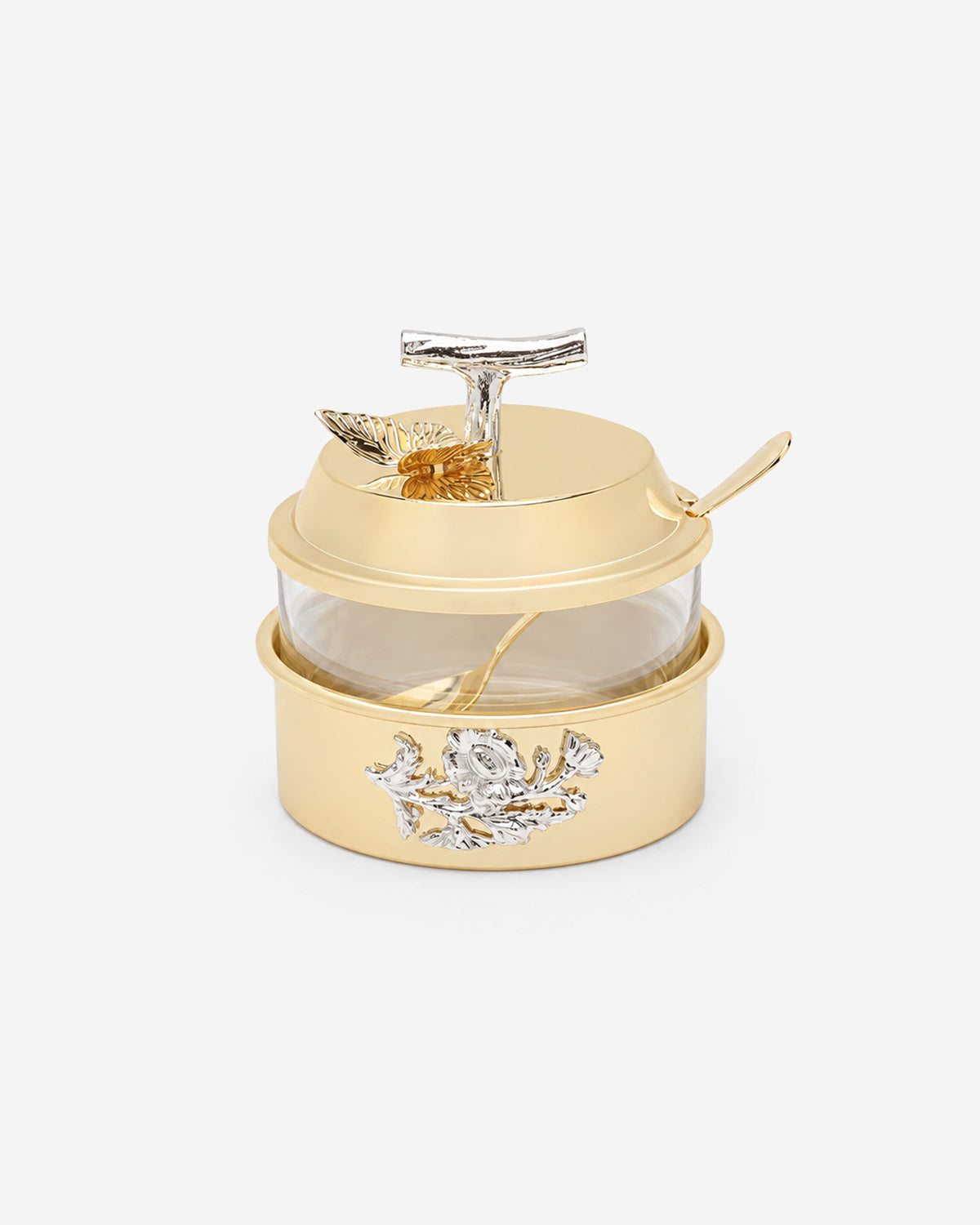 Pantazelos Sugar Pot with Case Cover & Flow Decor Butterfly Knob