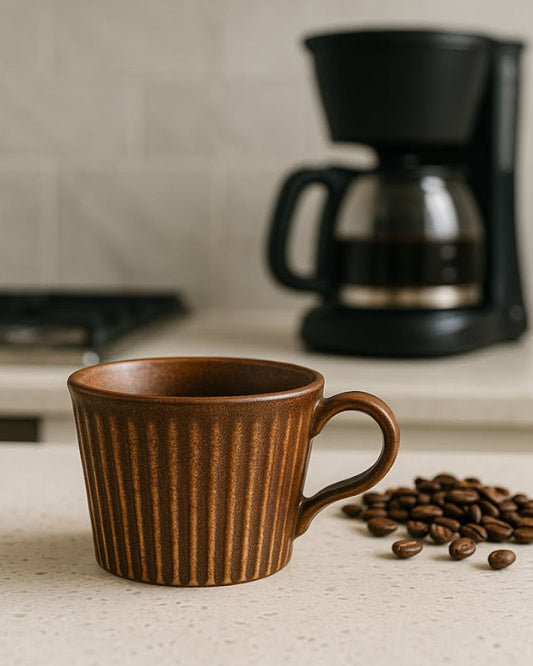 كوب قهوة سيراميكي بني بتصميم نورديكو | كوب