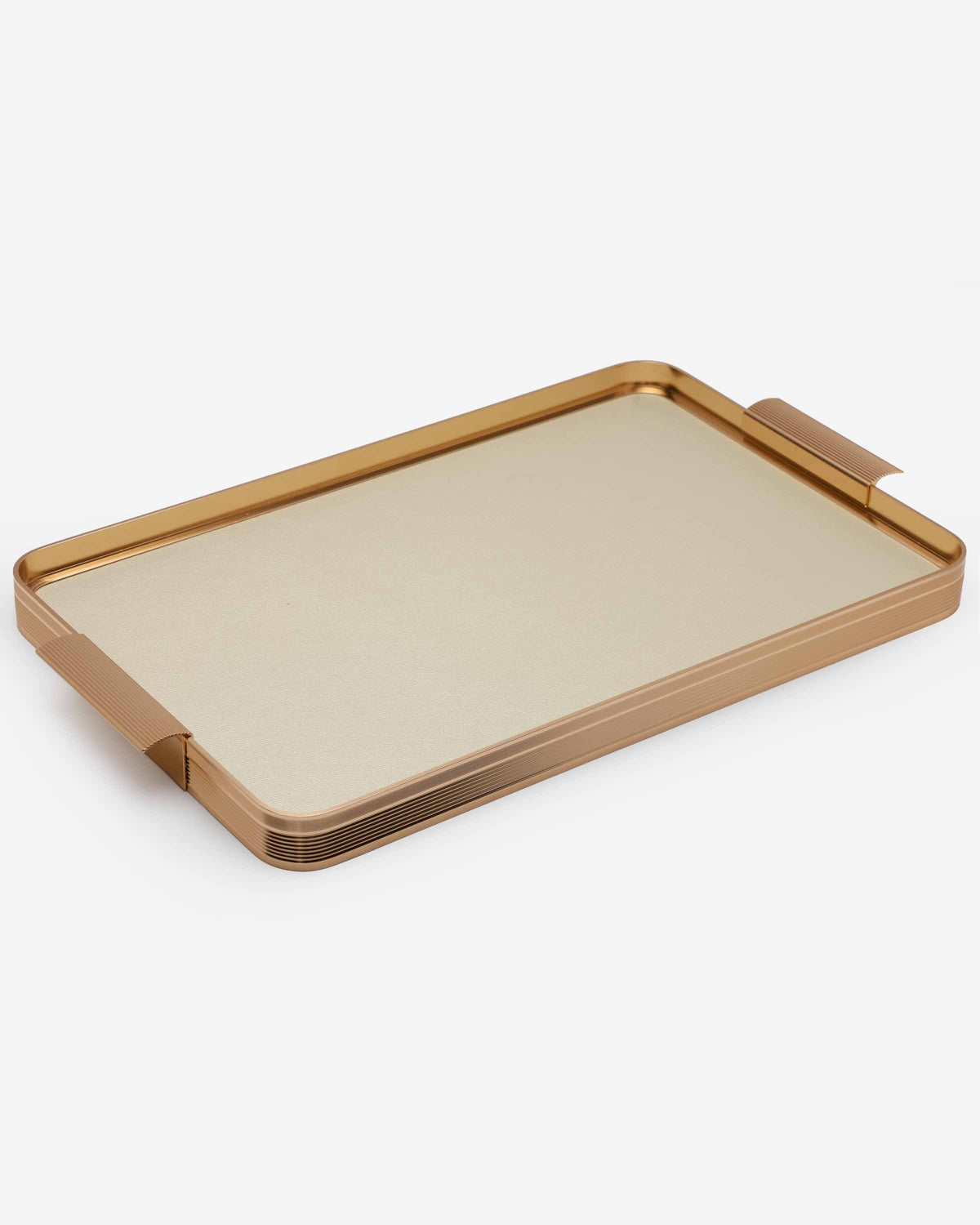 Shiny Beige Large Leather Tray