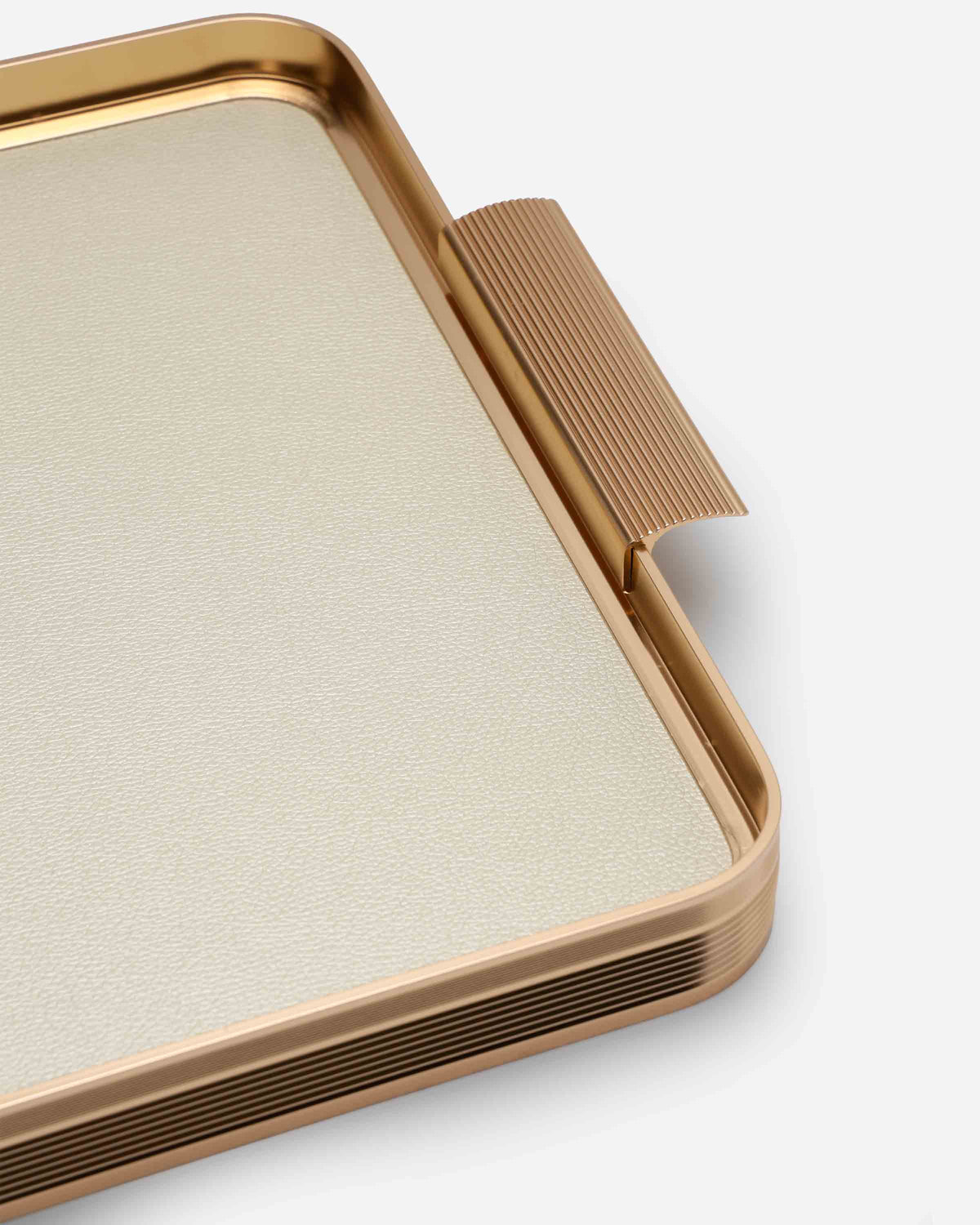 Shiny Beige Large Leather Tray