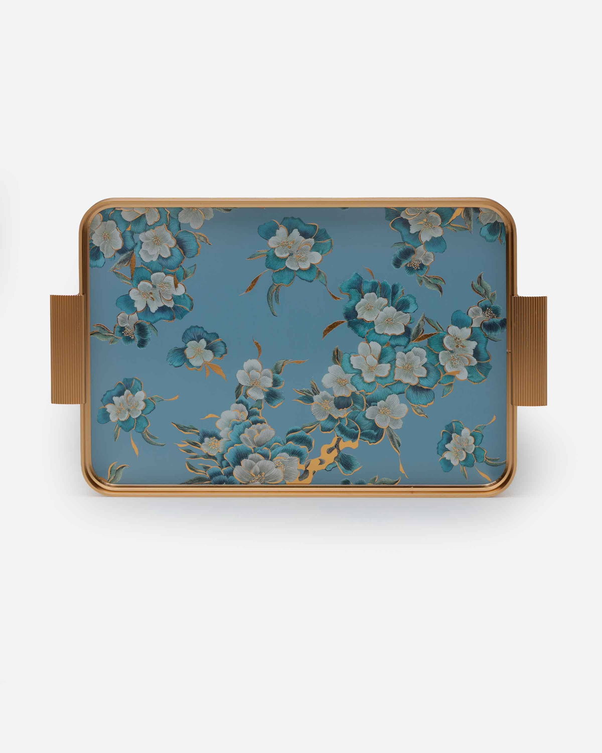 Jashanmal Home Shiny Gold Tempered Glass Tray-207A