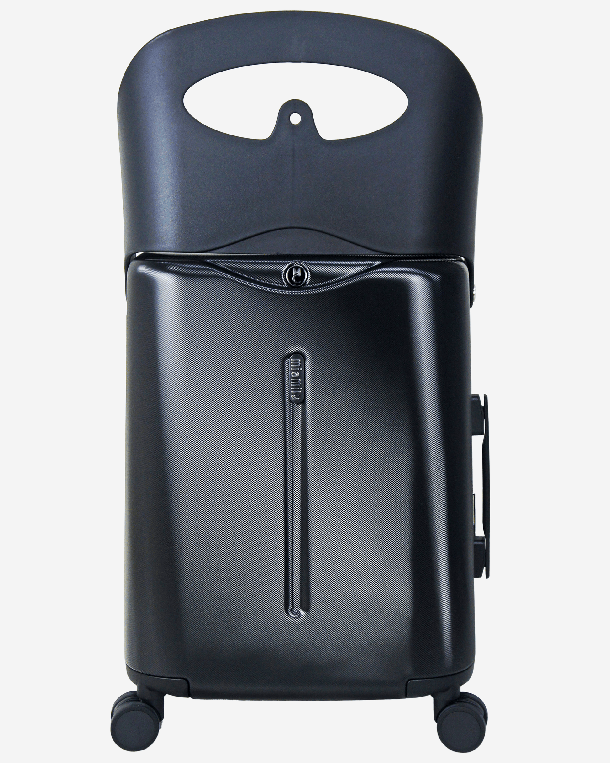 MiaMily Patented Design Luggage Travel Suitcase with Seat for Kids and Adults, 360° Degree Swivel Wheels Midnight Black
