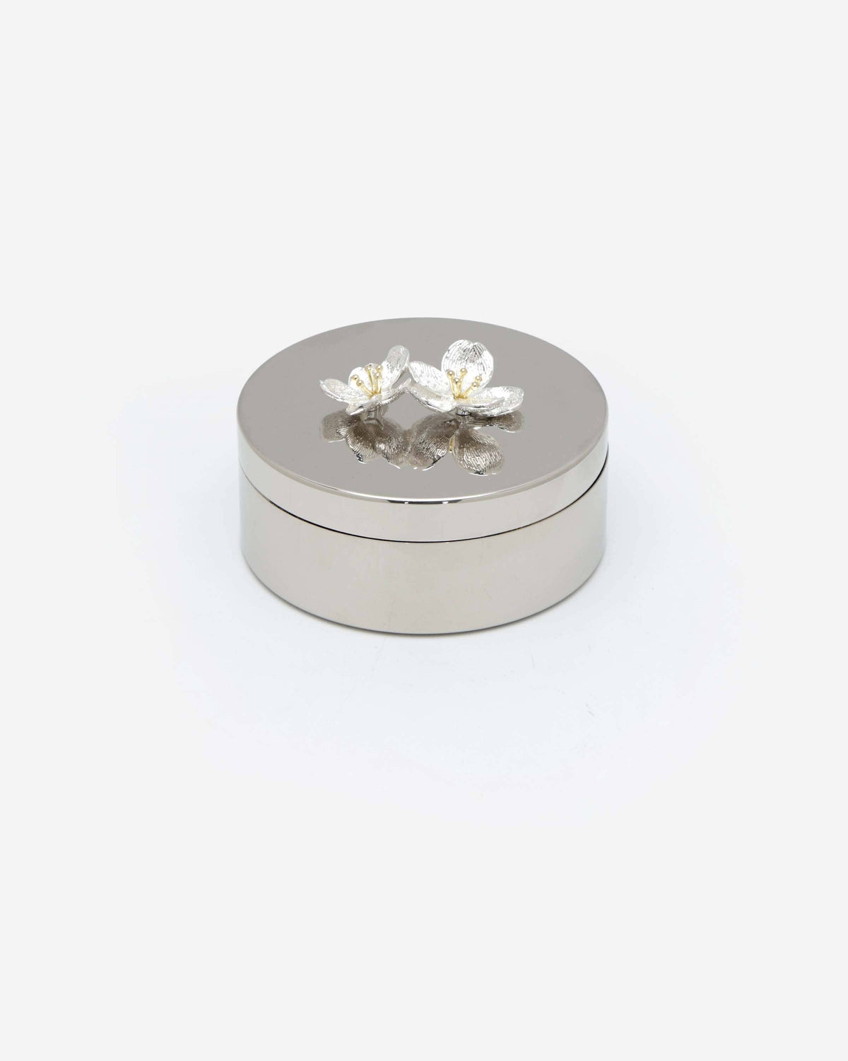 Winko Trinket Box W/ Silver Plum Blossom Deco