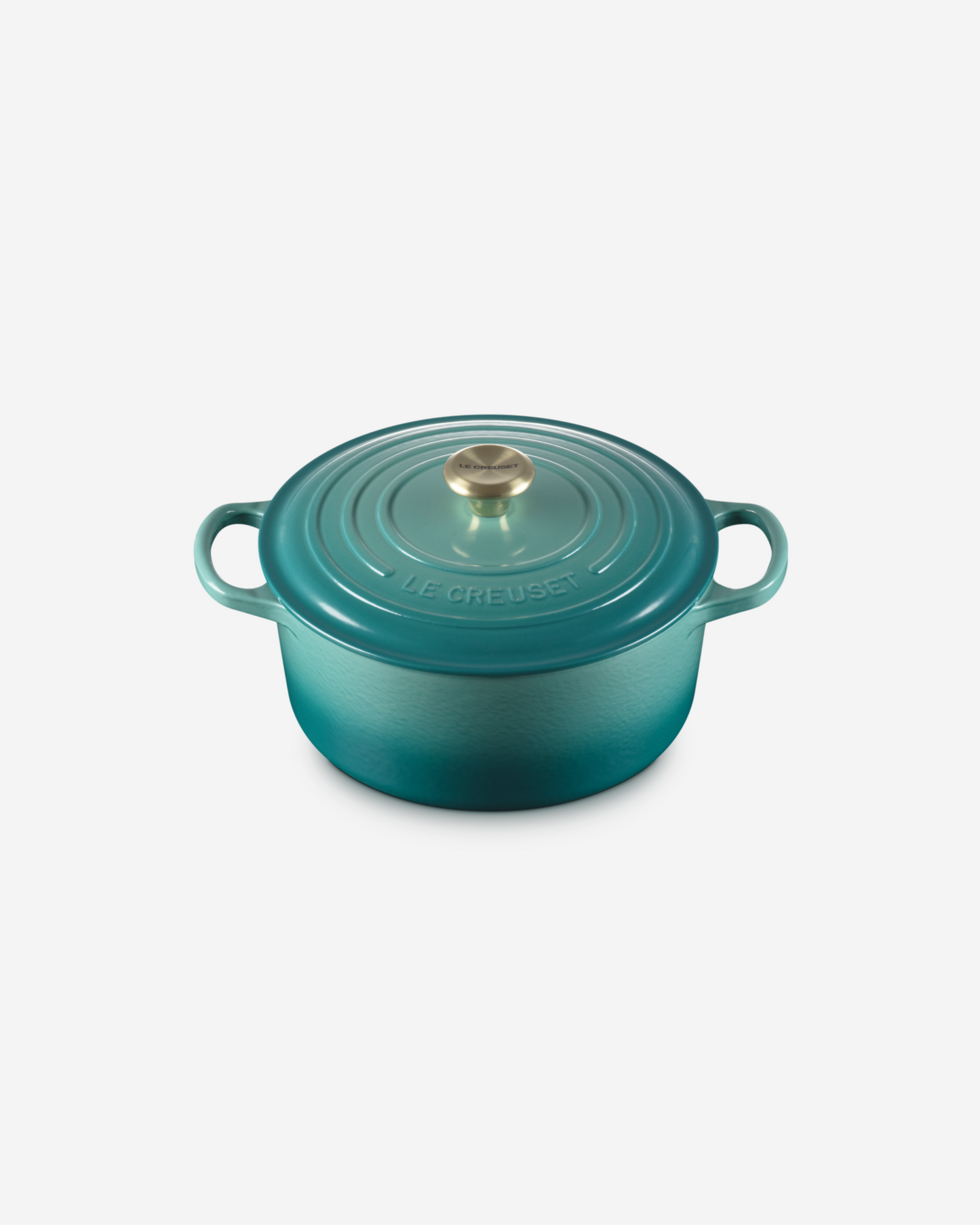 Le Creuset Bleu Riviera L.Gold Knob Signature Round Casserole/Oven 24Cm 4.2L