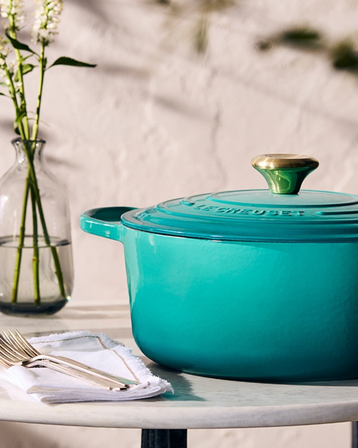 Le Creuset Bleu Riviera L.Gold Knob Signature Round Casserole/Oven 26Cm 5.3L