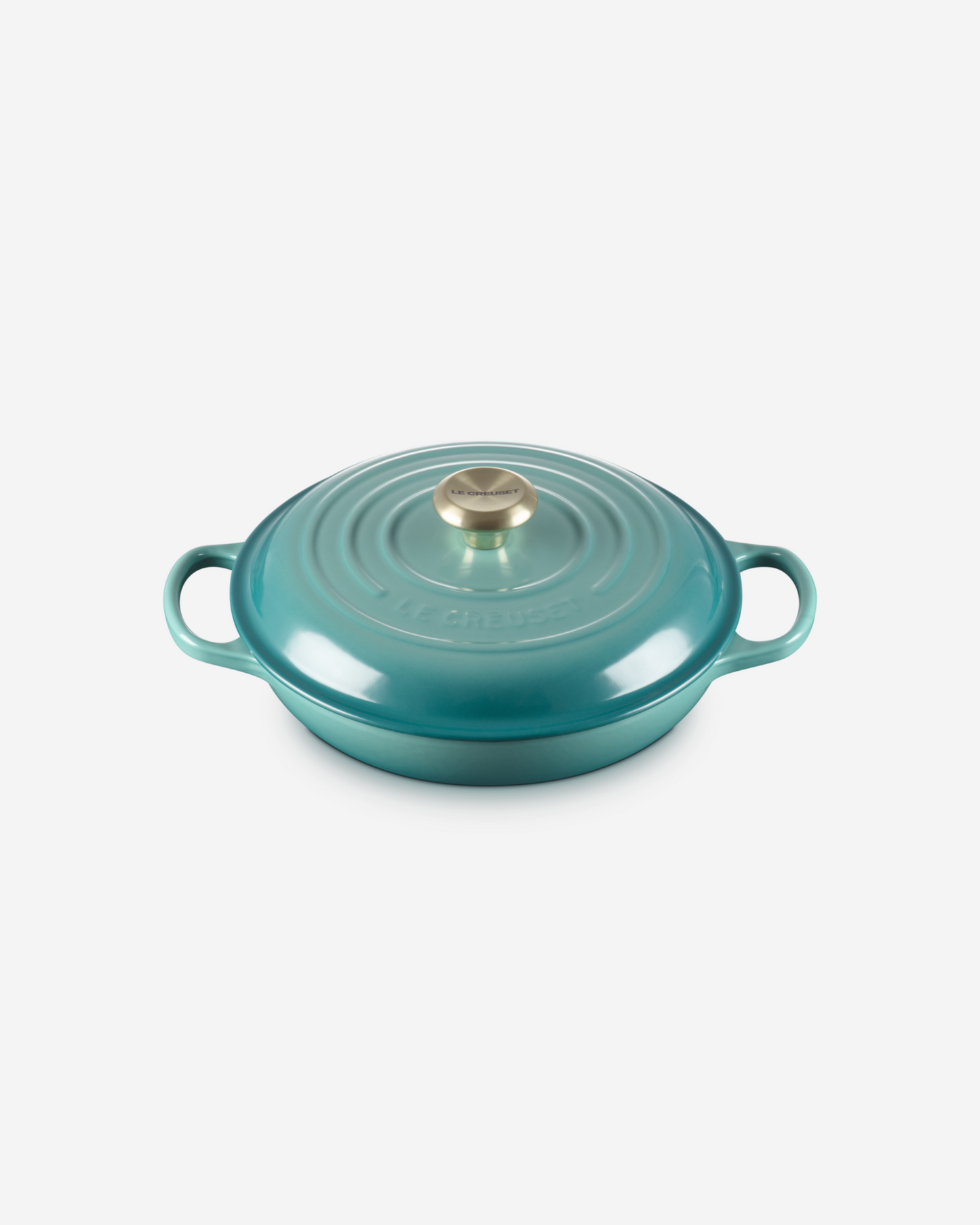 Le Creuset Bleu Riviera L.Gold Knob Signature Shallow Casserole/Braiser 30Cm 3.5L
