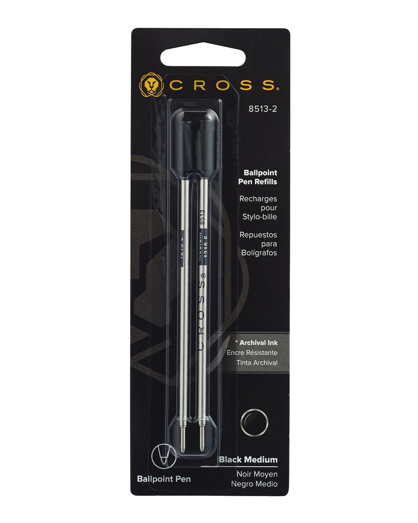 قلم حبر جاف أسود متوسط سن مزدوج من Cross (عبوة من قطعتين)