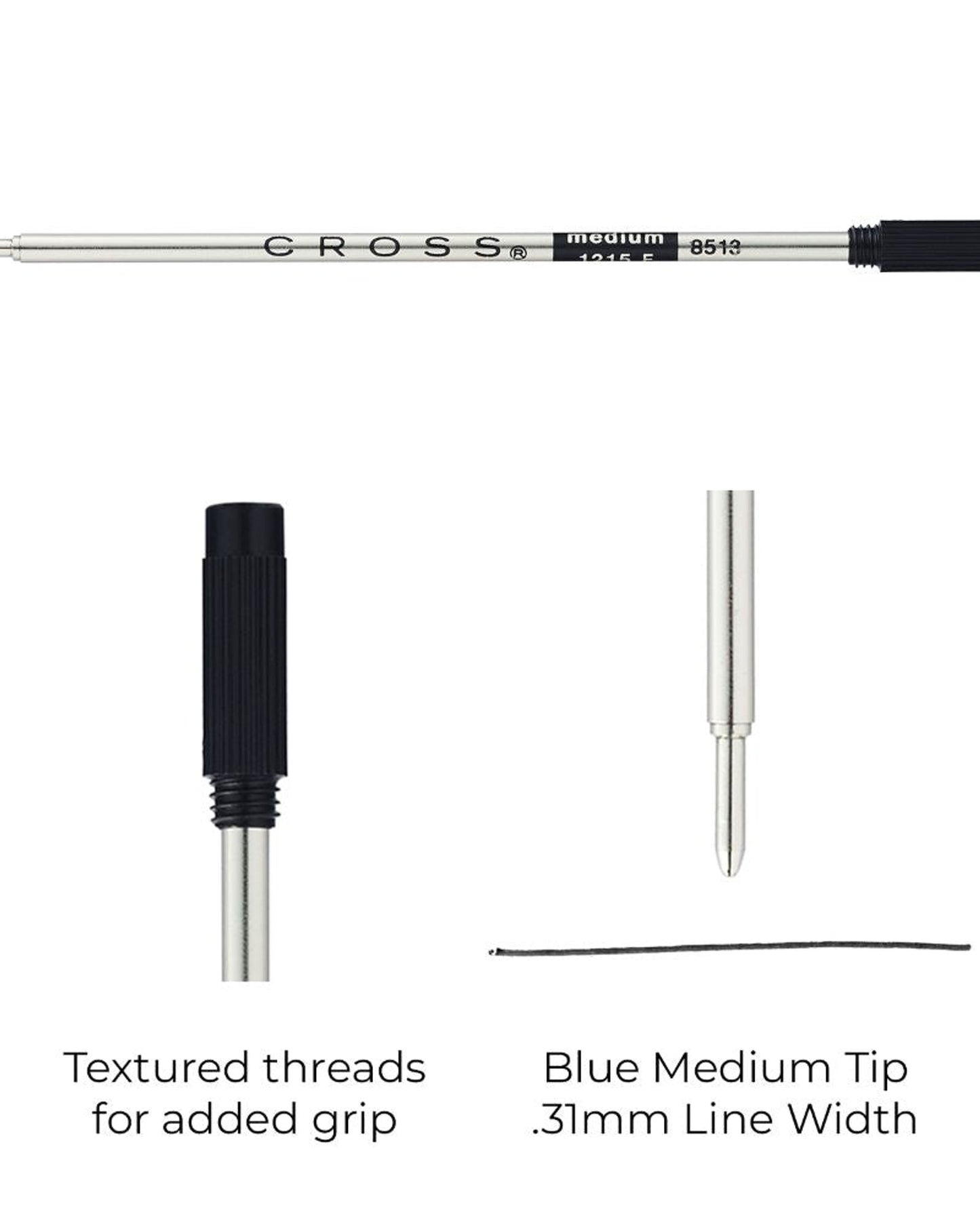 قلم حبر جاف كروس - أسود - متوسط ​​- عبوة واحدة 8513