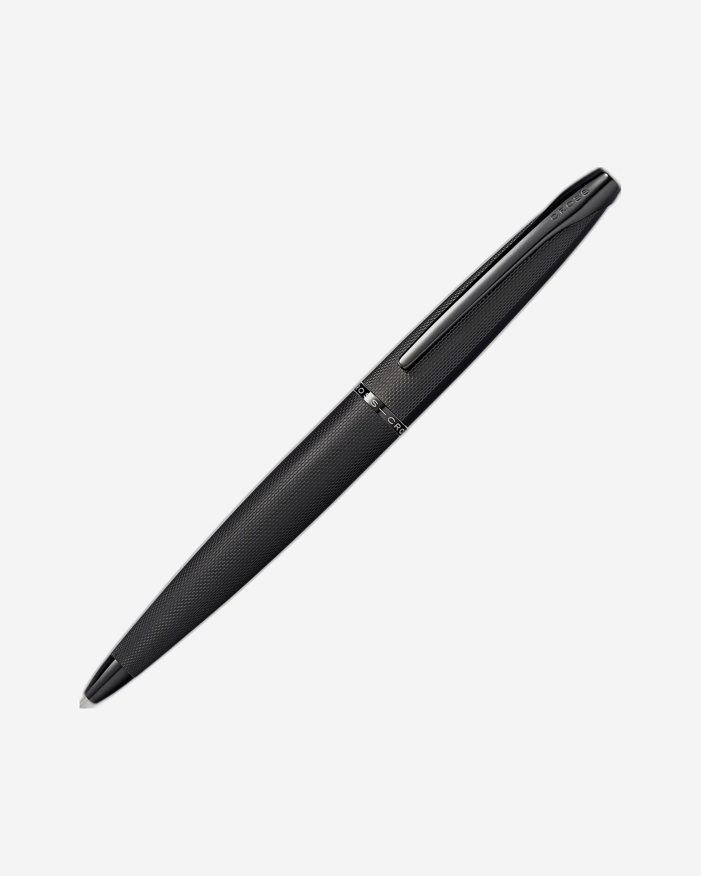 قلم حبر جاف Cross Atx® أسود مصقول بنقش ماسي آلي مع طلاء Pvd أسود مصقول - 882-41