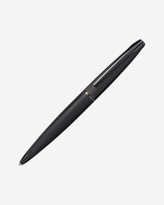 قلم حبر جاف Cross Atx® أسود مصقول بنقش ماسي آلي مع طلاء Pvd أسود مصقول - 882-41