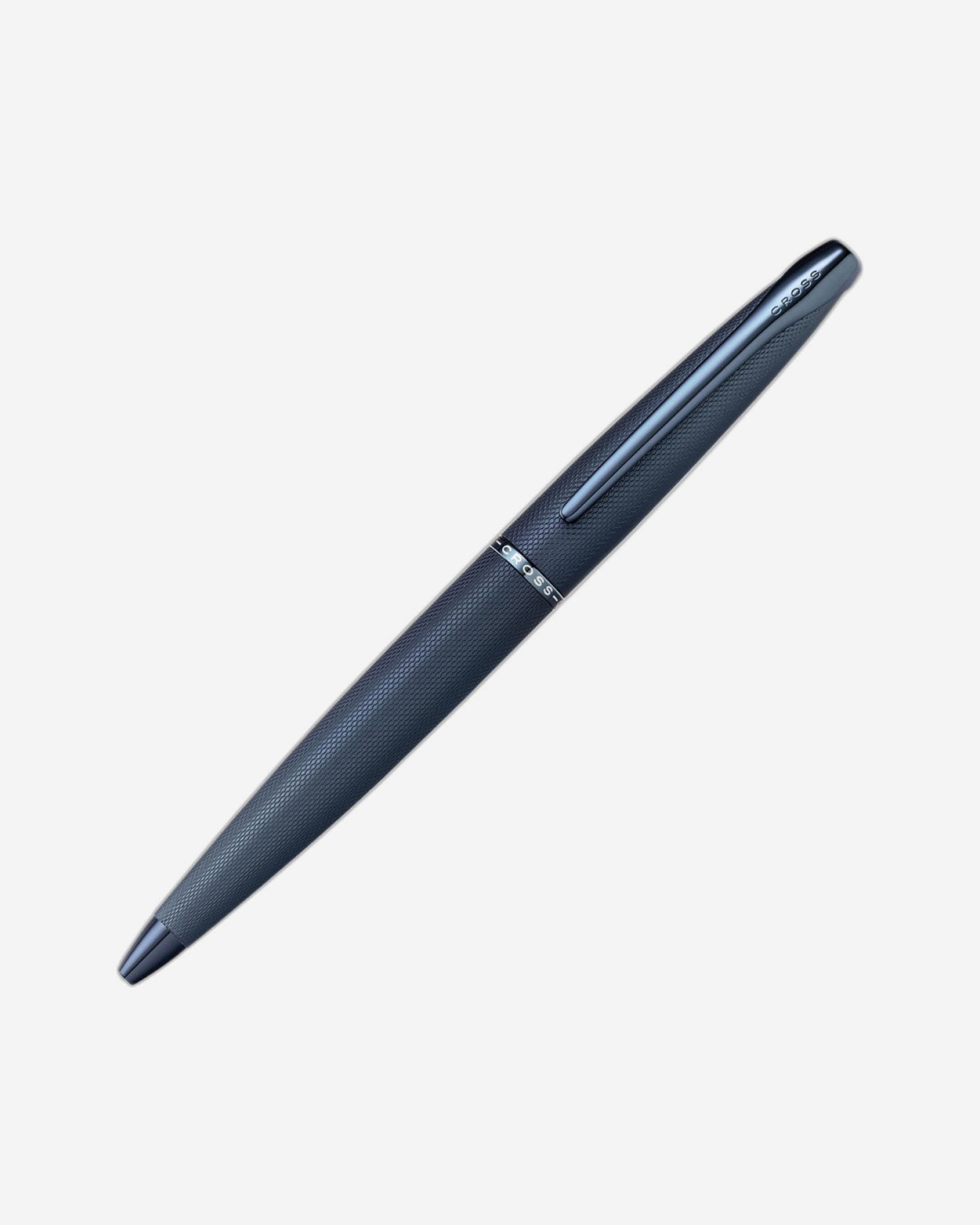 قلم حبر جاف Cross Atx® بنقشة ماسية محفورة بتقنية Pvd باللون الأزرق الداكن مع قلم Pvd مصقول باللون الأزرق الداكن - 882-45