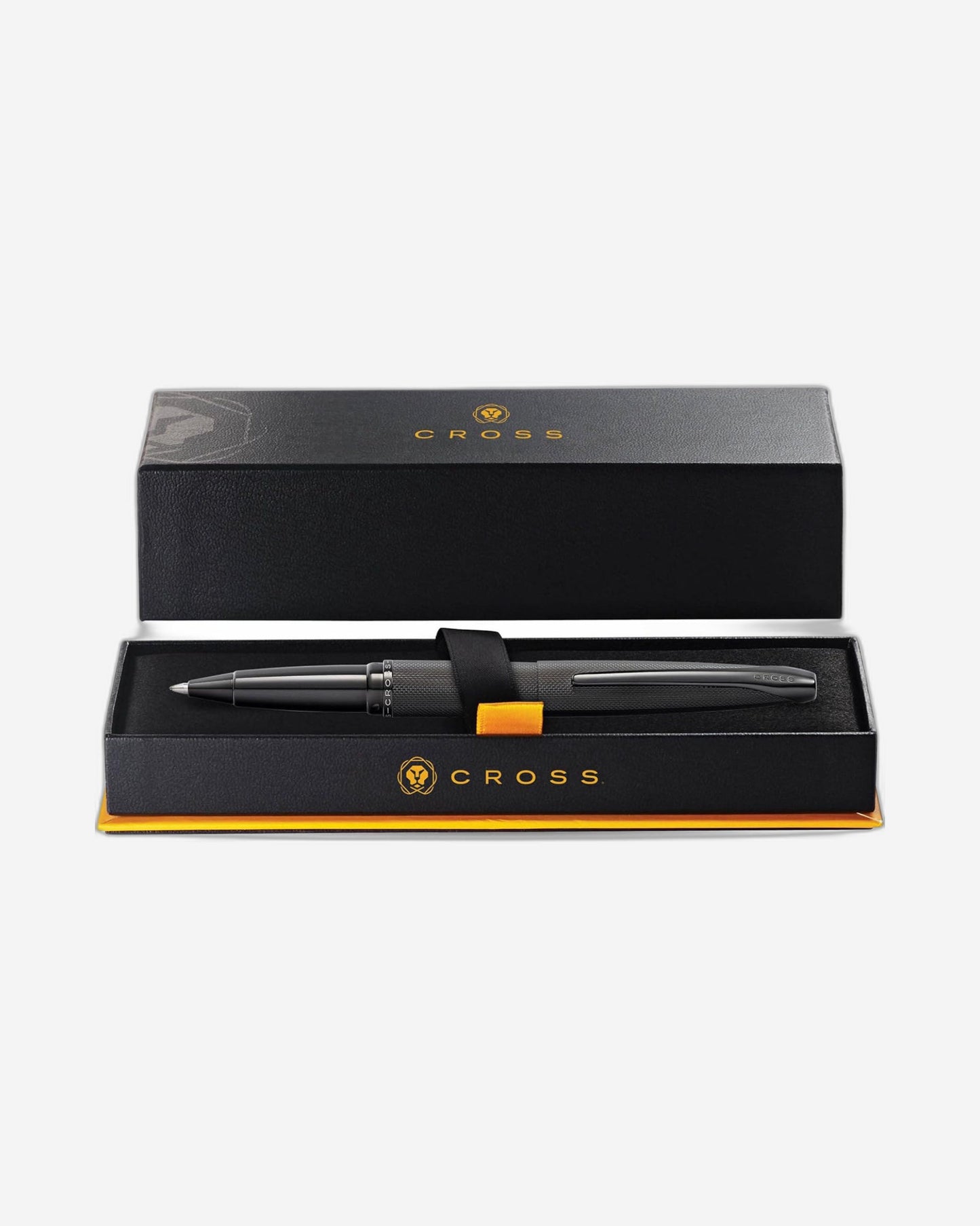 قلم حبر جاف Cross Atx® أسود مصقول بنقش ماسي آلي مع طلاء Pvd أسود مصقول من Appointments Selectip® - 885-41