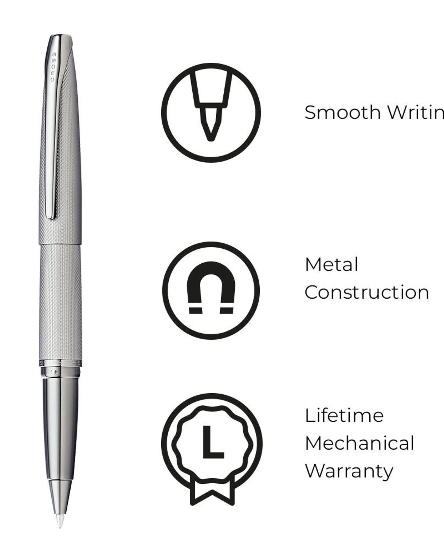 قلم حبر جاف Cross Atx® Titanium Grey Pvd بنمط ماسي محفور مع قلم حبر جاف مصقول Titanium Grey Pvd Appointments Selectip® - 885-46