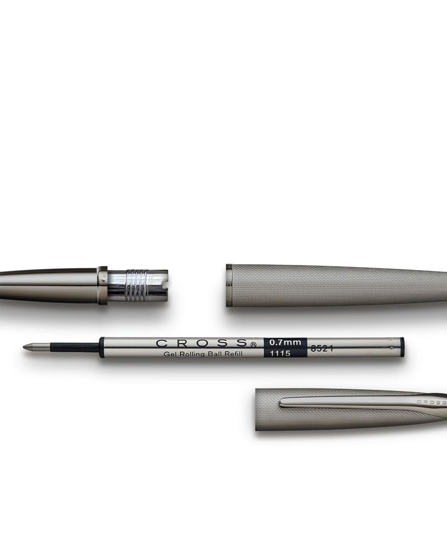 قلم حبر جاف Cross Atx® Titanium Grey Pvd بنمط ماسي محفور مع قلم حبر جاف مصقول Titanium Grey Pvd Appointments Selectip® - 885-46