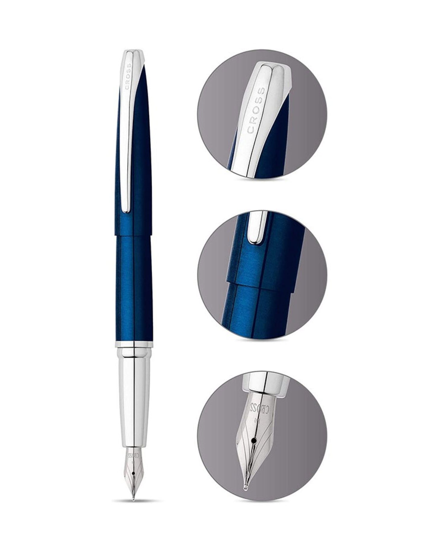 قلم حبر كروس أ.تي.اكس مطلي باللون الأزرق الشفاف
