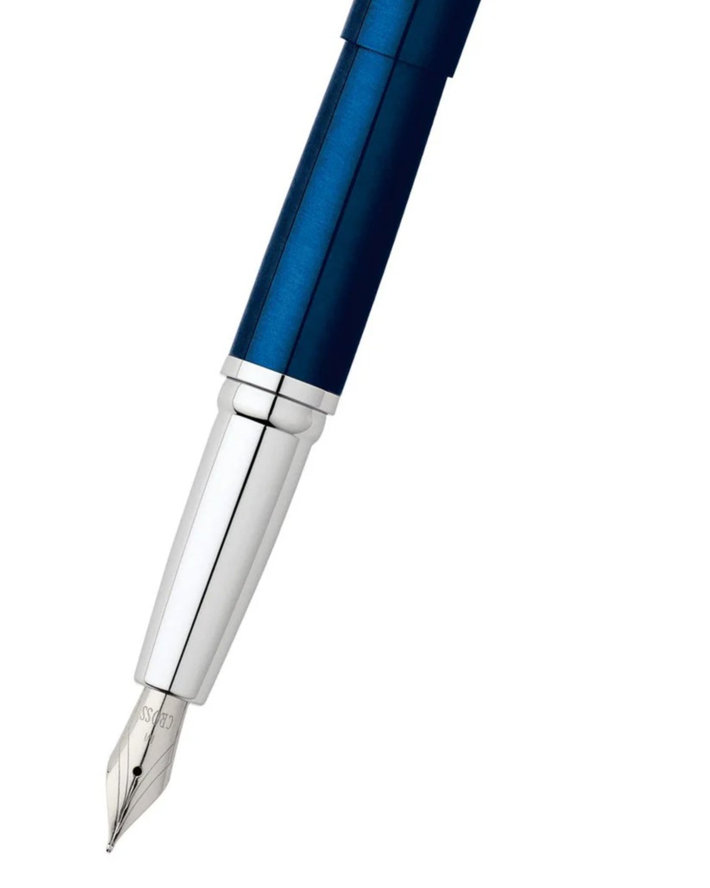 Cross Atx® Translucent Blue Lacquer With Polished Chrome Appointments And Stainless Steel Fine Nib Fountain Pen