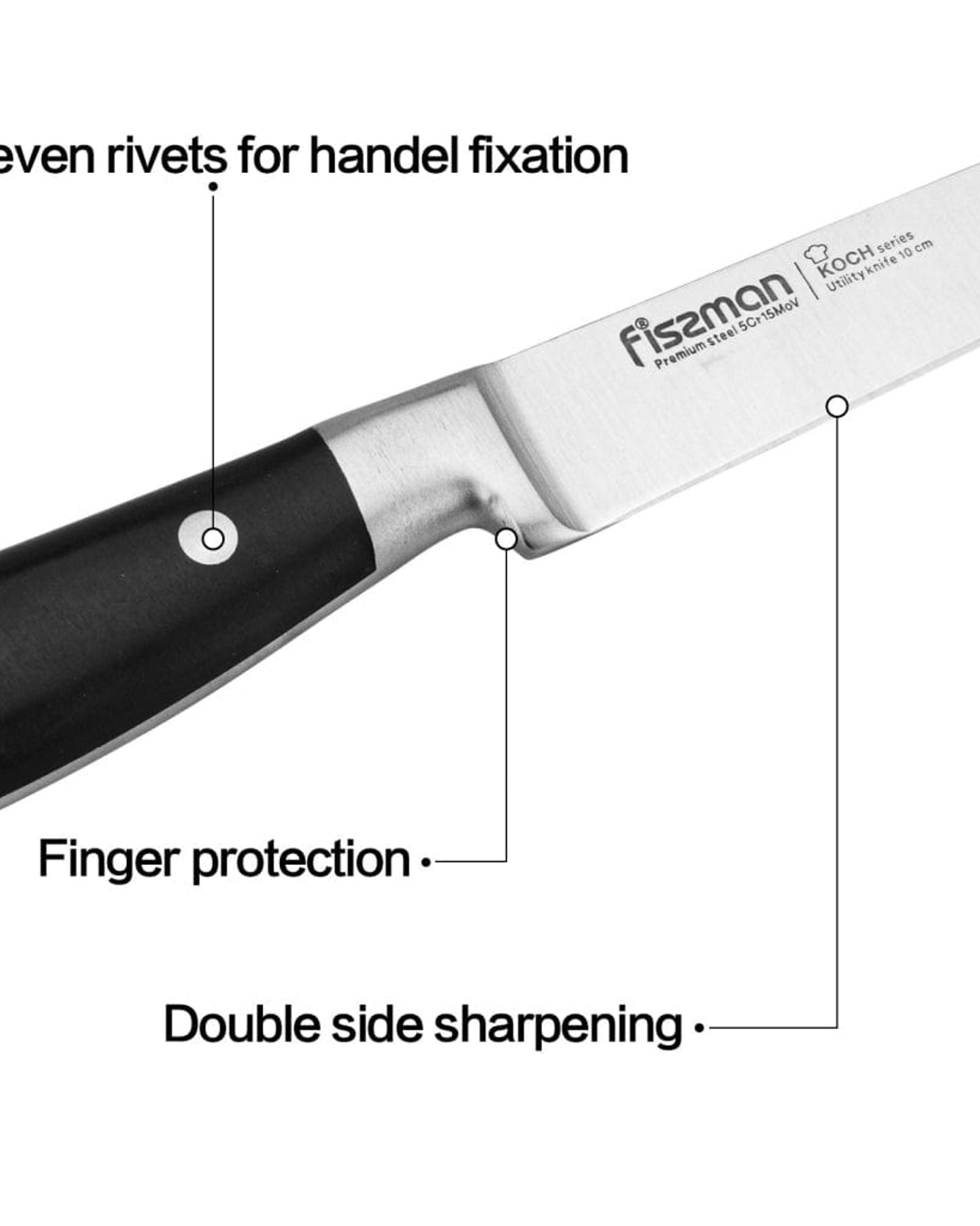 سكين فيسمان متعدد الاستخدامات ٤ بوصات من سلسلة كوش (فولاذ ٥Cr١٥MoV)