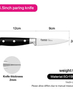 سكين تقشير فيسمان من الفولاذ المقاوم للصدأ أسود/فضي، 3.5 بوصة