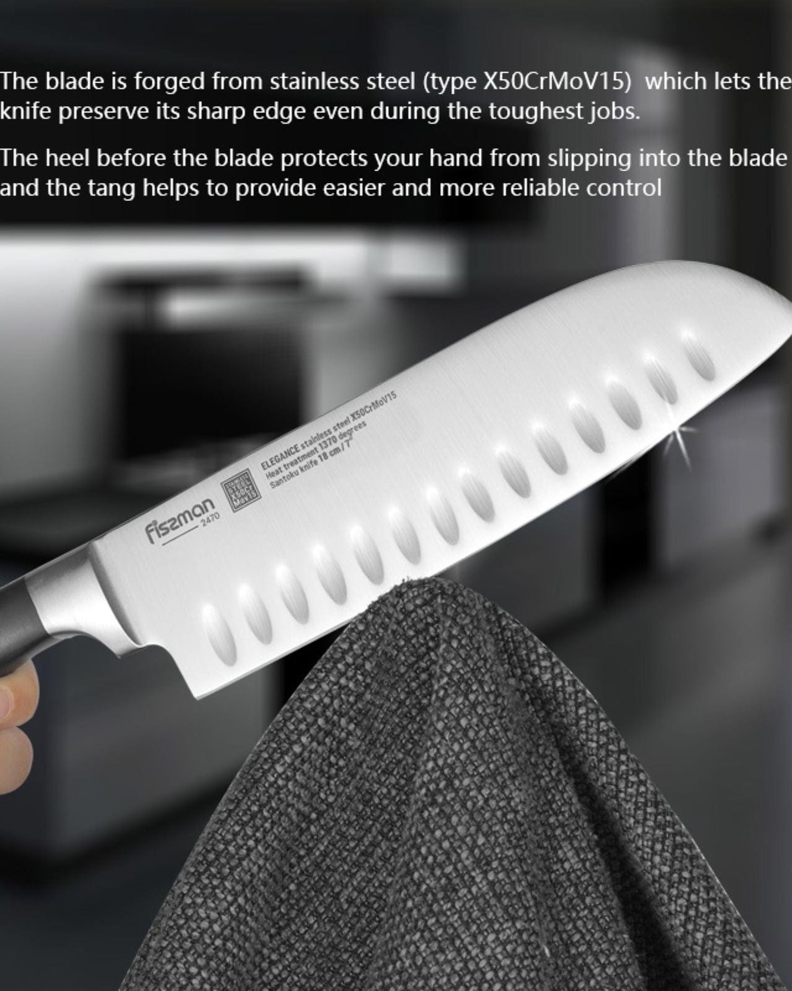 سكين سانتوكو من فيسمان إليجانس أسود 7 بوصات