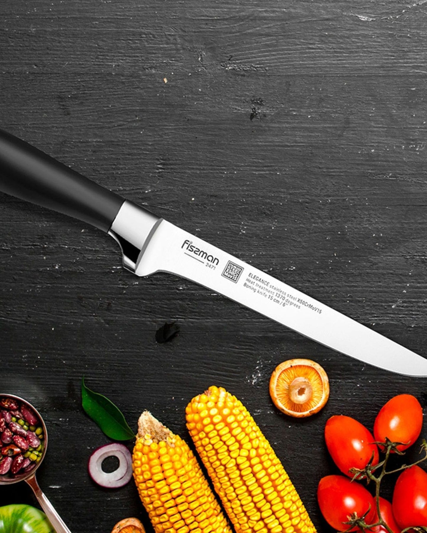 سكين فيسمان لتقطيع العظام، أسود/فضي، 6 بوصات