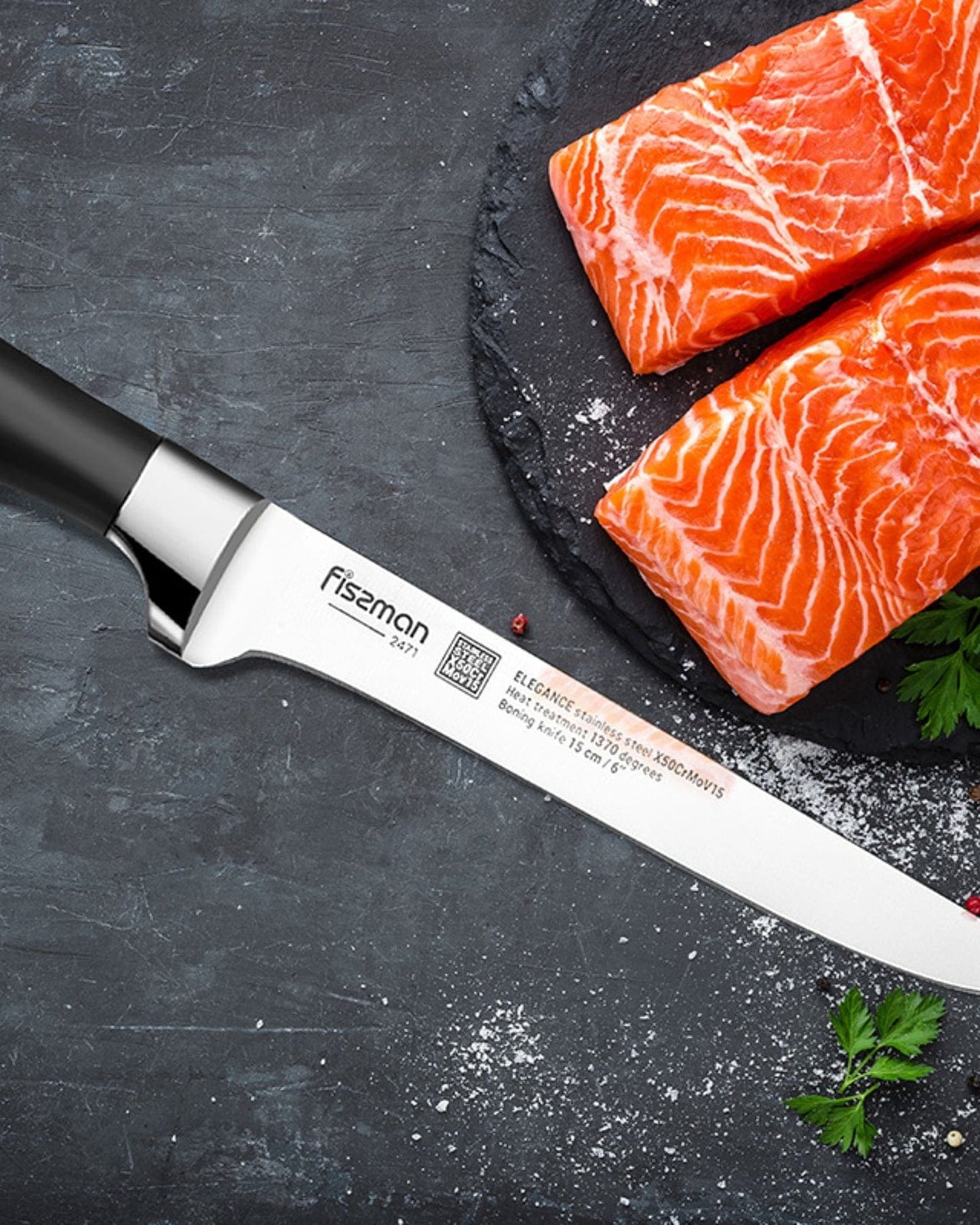 سكين فيسمان لتقطيع العظام، أسود/فضي، 6 بوصات