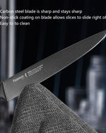 سكين تقطيع فيسمان 8 بوصة من الفولاذ المقاوم للصدأ مع طلاء غير لاصق أسود