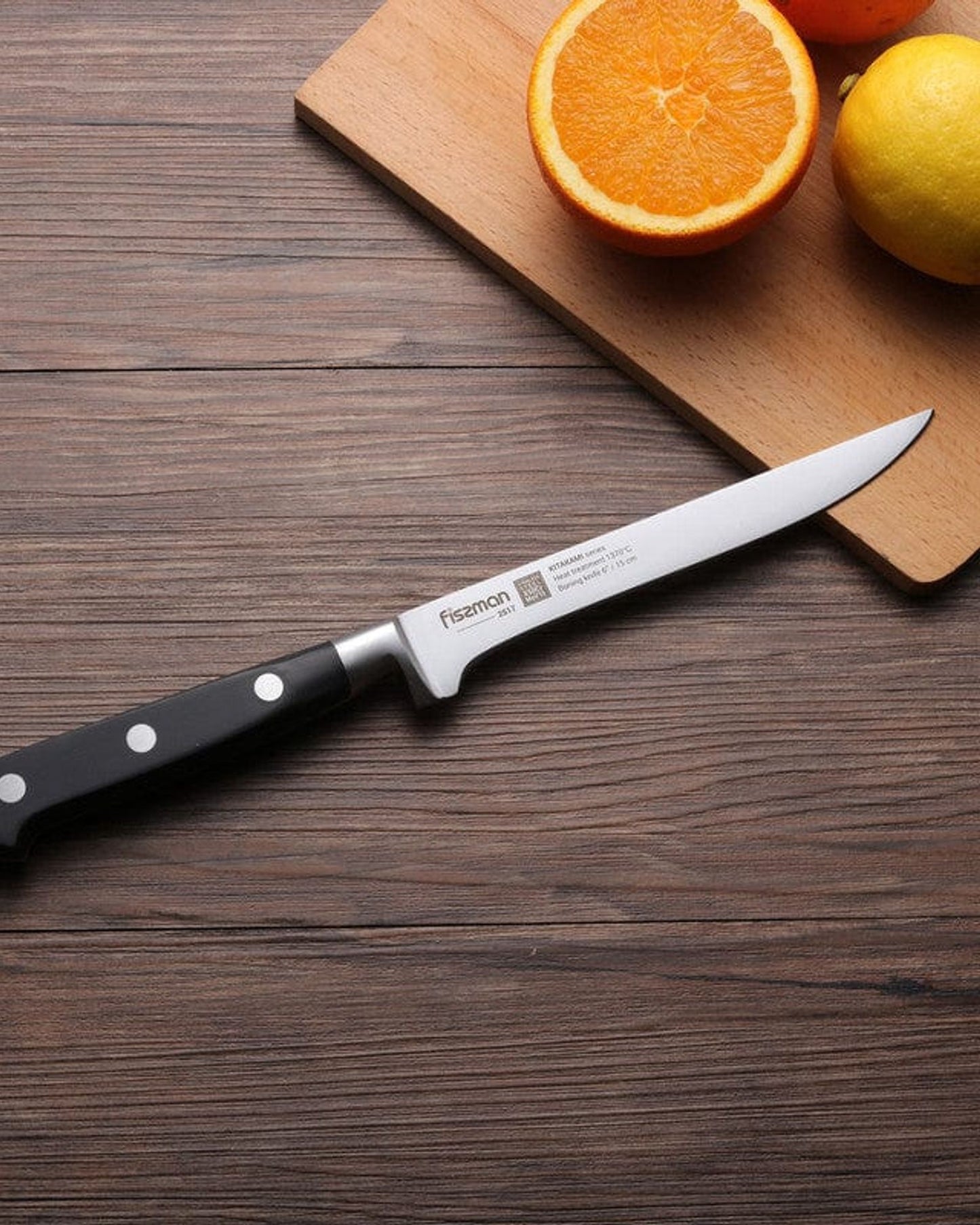 سكين فيسمان لتقطيع العظام، 6 بوصات، سلسلة كيتاكامي، غير لاصقة، أسود/فضي