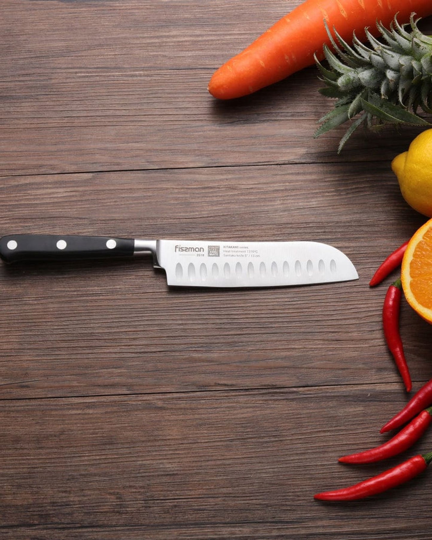 سكين سانتوكو من فيسمان، 5 بوصات، سلسلة كيتاكامي، غير لاصقة، أسود/فضي