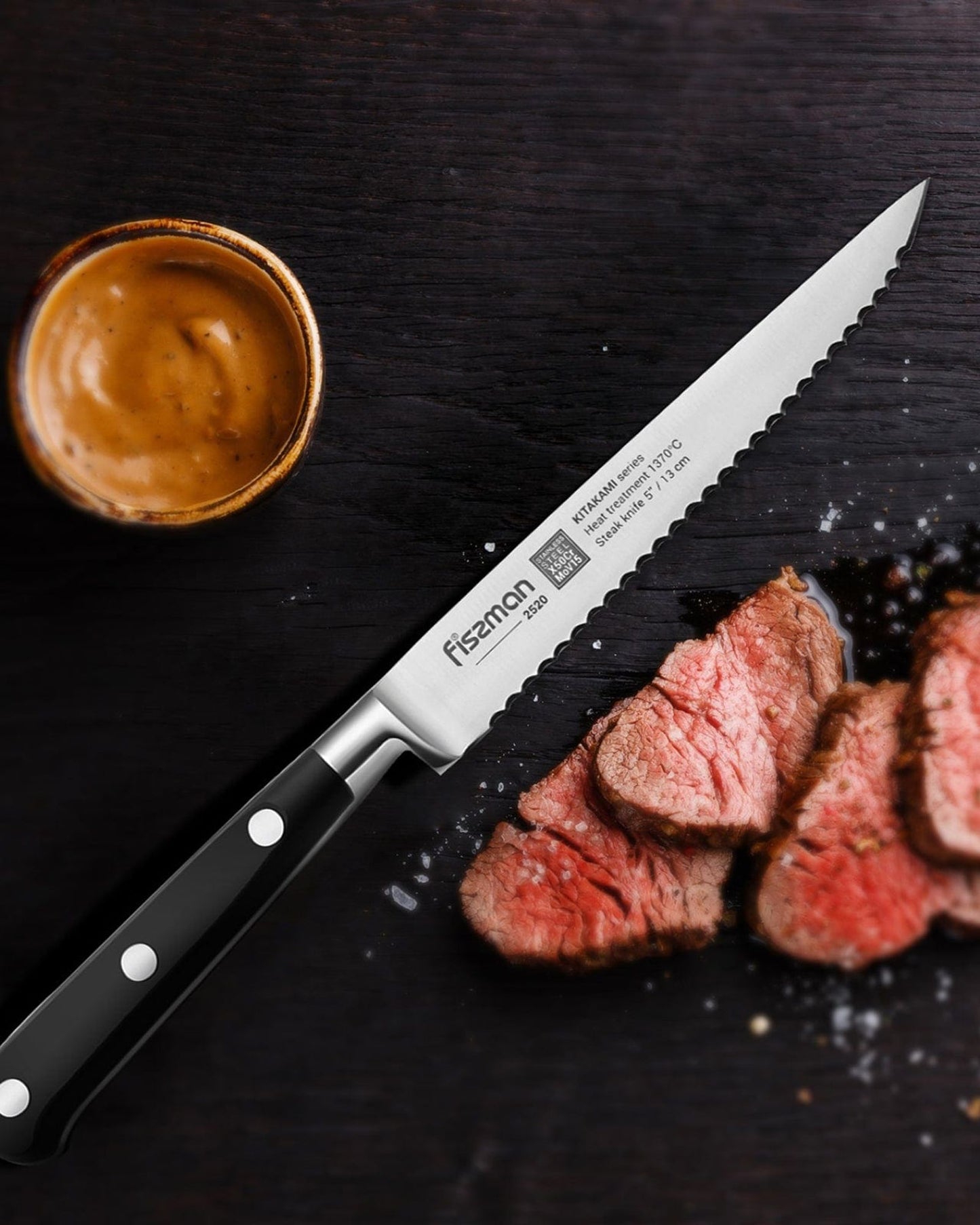 سكين شرائح اللحم فيسمان كيتاكامي أسود/فضي 4.5 بوصة